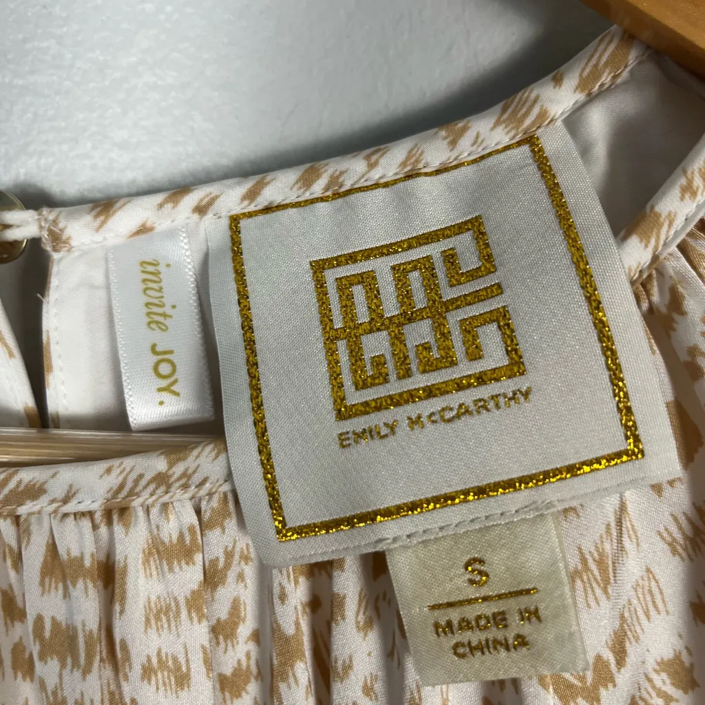 Emily McCarthy Dallas balloon sleeve snake print mini dress small white gold - Image 4