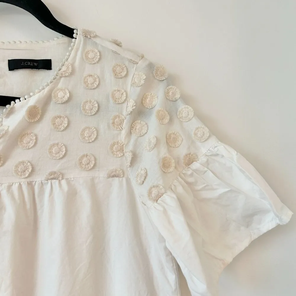 J. Crew Women's Bell Sleeve Dot Fringe Ivory Dress Size 4 - Image 5