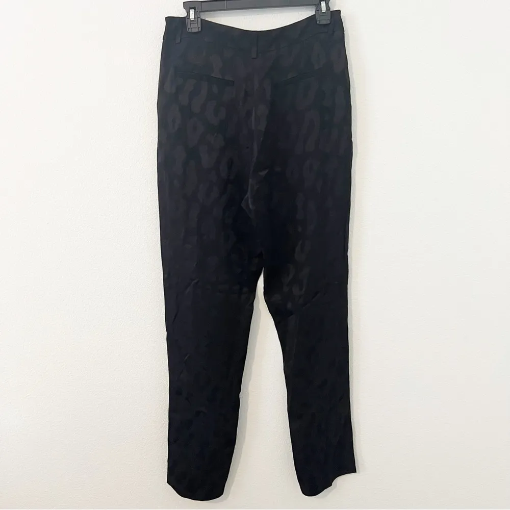 ANINE BING TATE FRONT SLIT TROUSERS PANTS LEOPARD PATTERN BLACK Size 38 - Image 9