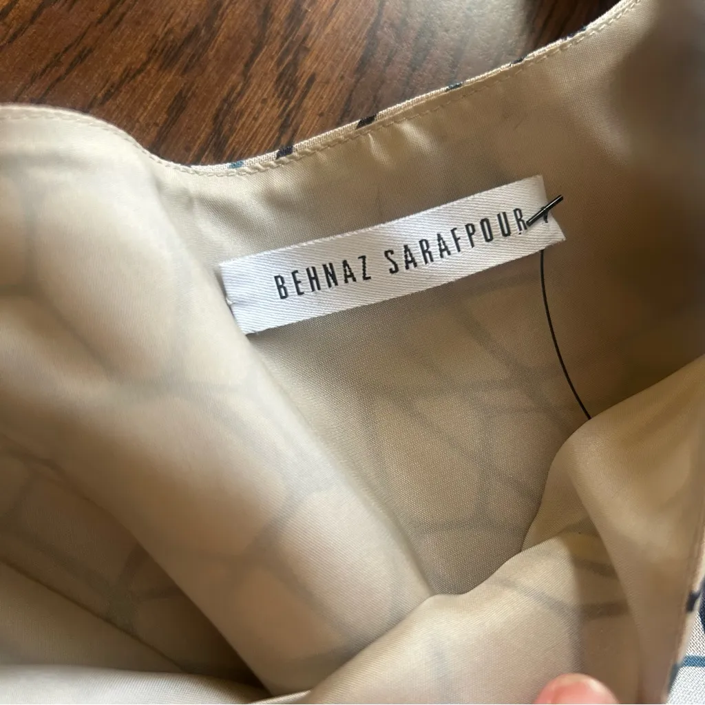 Behnaz Sarafpour A line belted dress abstract art print size XXS chic retro Silver - Image 7