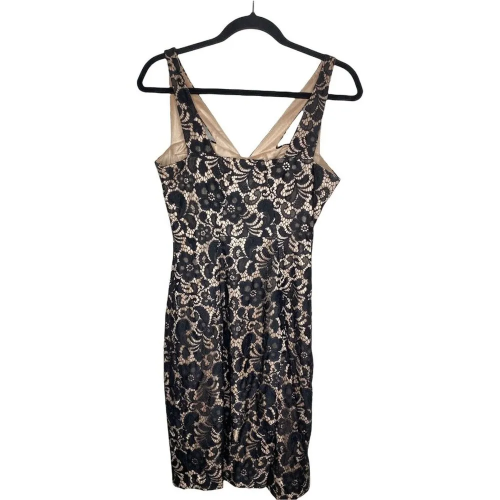 Jax Dress Size 8 Women's Lace Overlay Sleeveless Mini Floral Black Formal Dress - Image 2