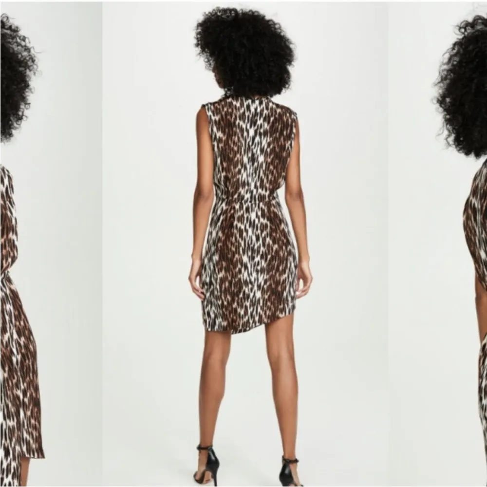 L'AGENCE Cipriana Asymmetrical Dress Black Multi Camilla Animal Print NWT Size 6 - Image 2