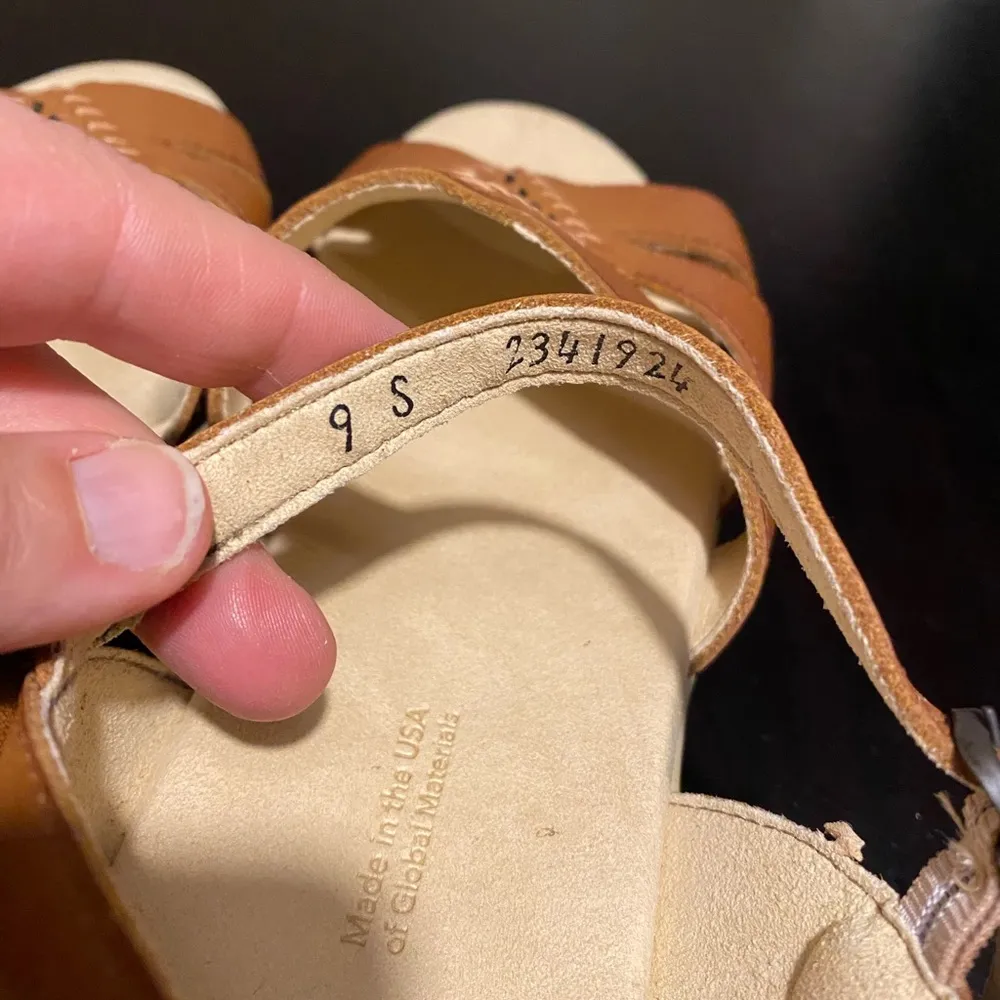 SAS Huarche quarter strap leather sandals antique tan size 9.5. Comfort. New Brown - Image 3