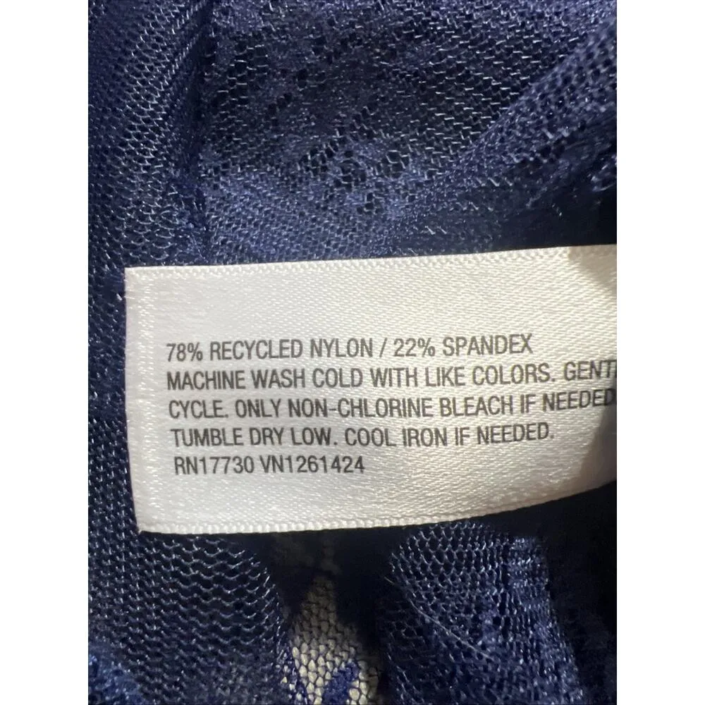 Wild Fable Long Sleeve Mock Turtleneck Lace Shirt Blue Women's XXS - Image 4