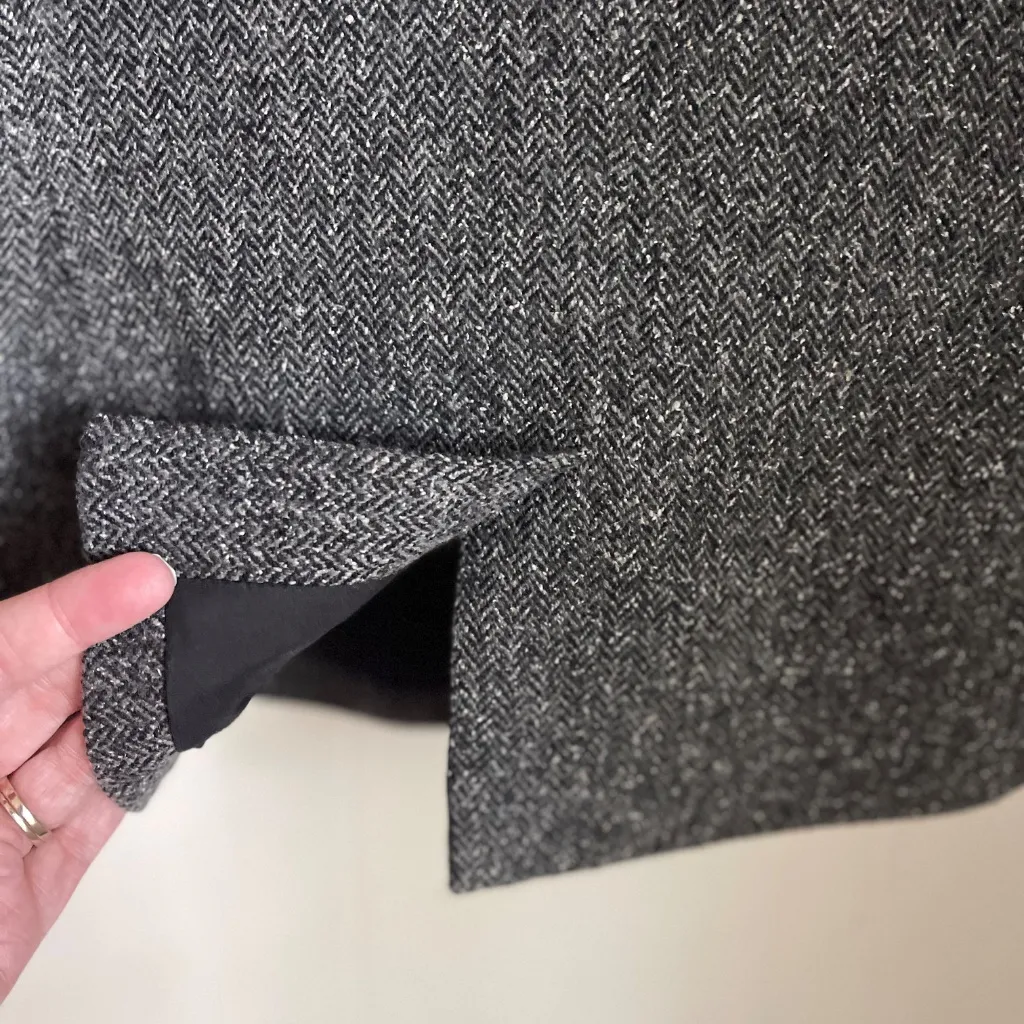 LL Bean Grey Herringbone Tweed Wool Silk Blazer Riding Jacket Heritage Classic - Image 10