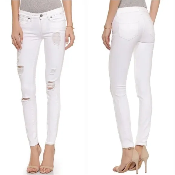 PAIGE Verdugo Crop Crystal White Destroyed Jeans - Image 2