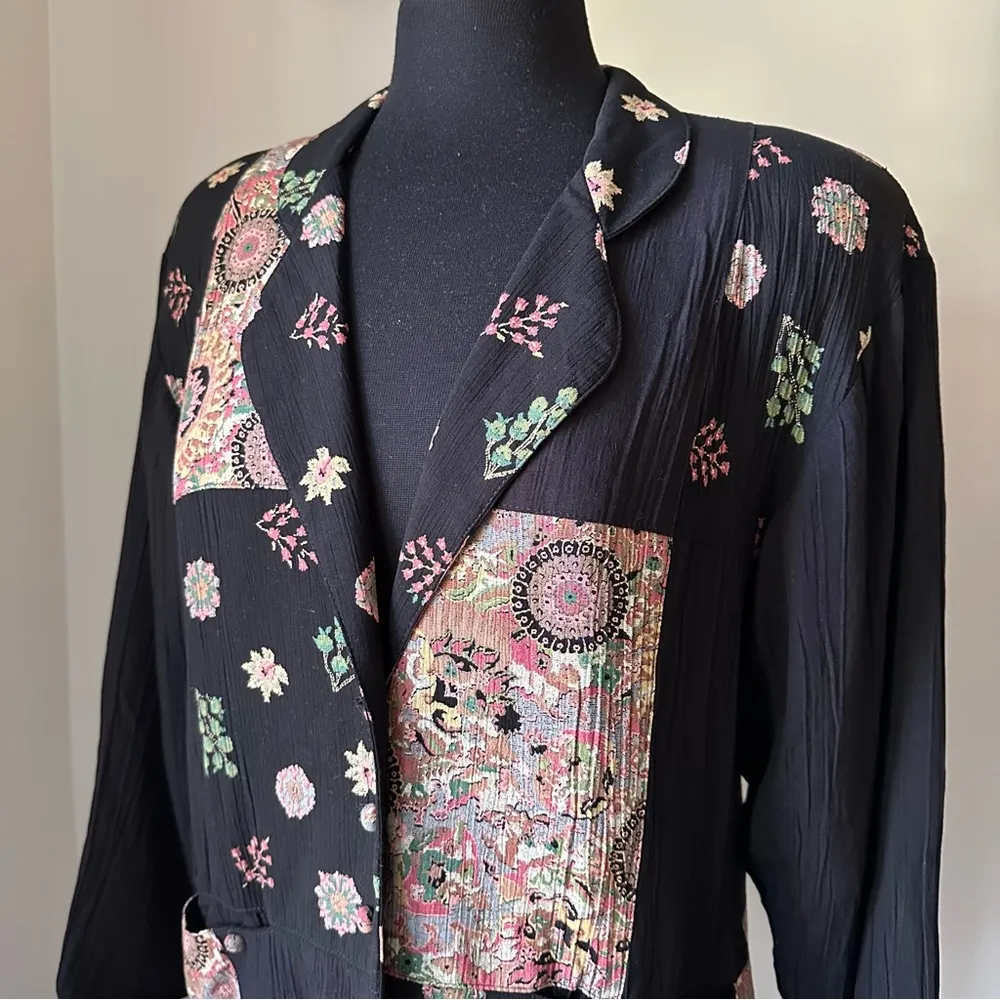 Vintage 1980s crepe patchwork jacket - Image 2