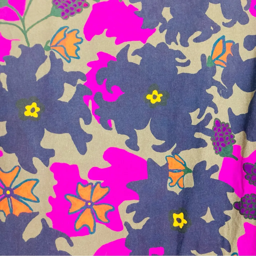 Oliphant “Suzani” puff sleeve mini dress in dark blue and purple floral print. L Size L - Image 4