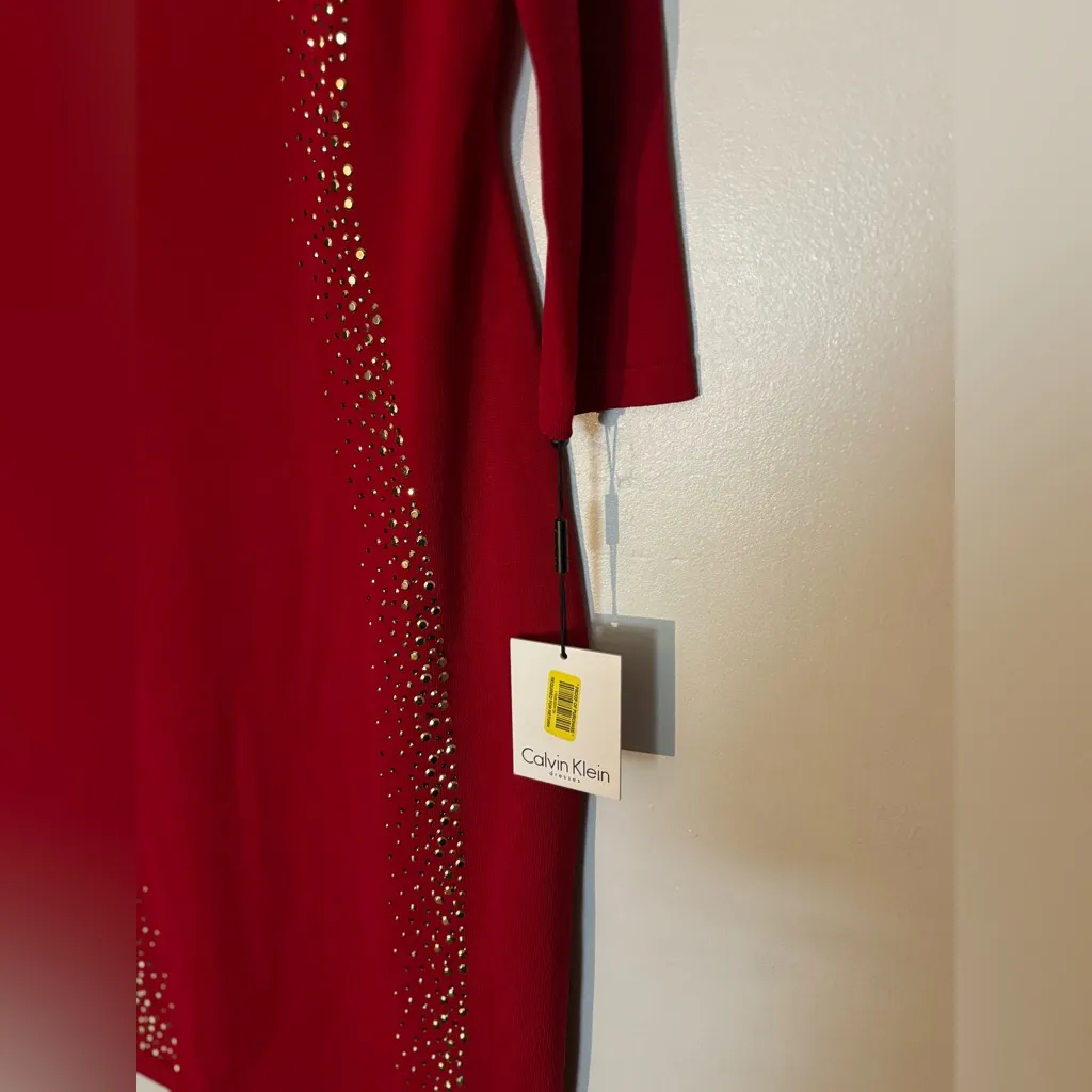 Calvin Klein Scarlet Dress with Metallic Details‎ - Image 5