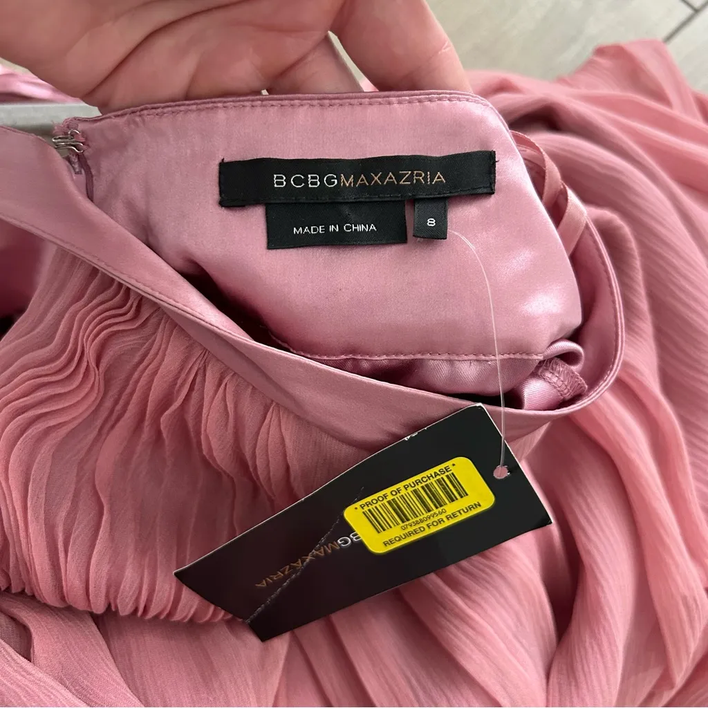 BCBG Maxazria Pink Halter Silk Beaded Halter Long Evening Dress NWT 8 - Image 8