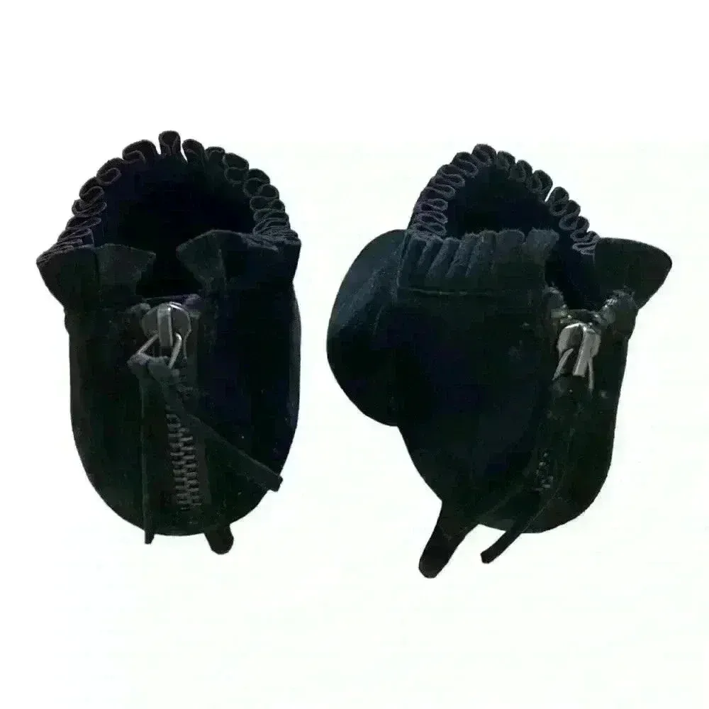 ALDO Woman’s Black Suede Lacovone Ruffle Boots/Booties - Image 4