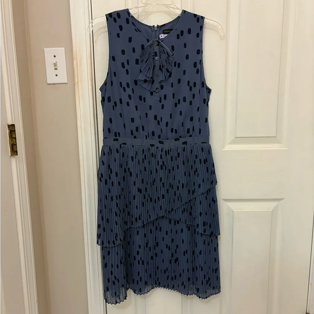Banana Republic Polka Dotted Sleeveless Dress with Tiered Pleated Skirt - Image 4