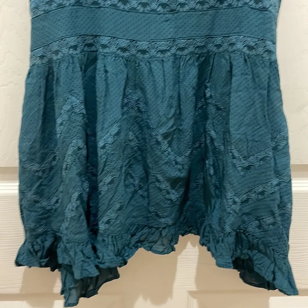 Free People Intimately Green Black Polka Dot Swing Lace Detail Sleeveless Tunic - Image 6