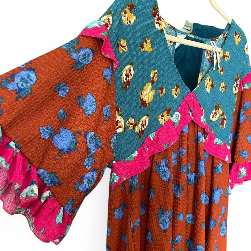 Adorable Anthropologie Ruffled Mini Dress | Multi-Color, Size SP | Like New! - Image 4