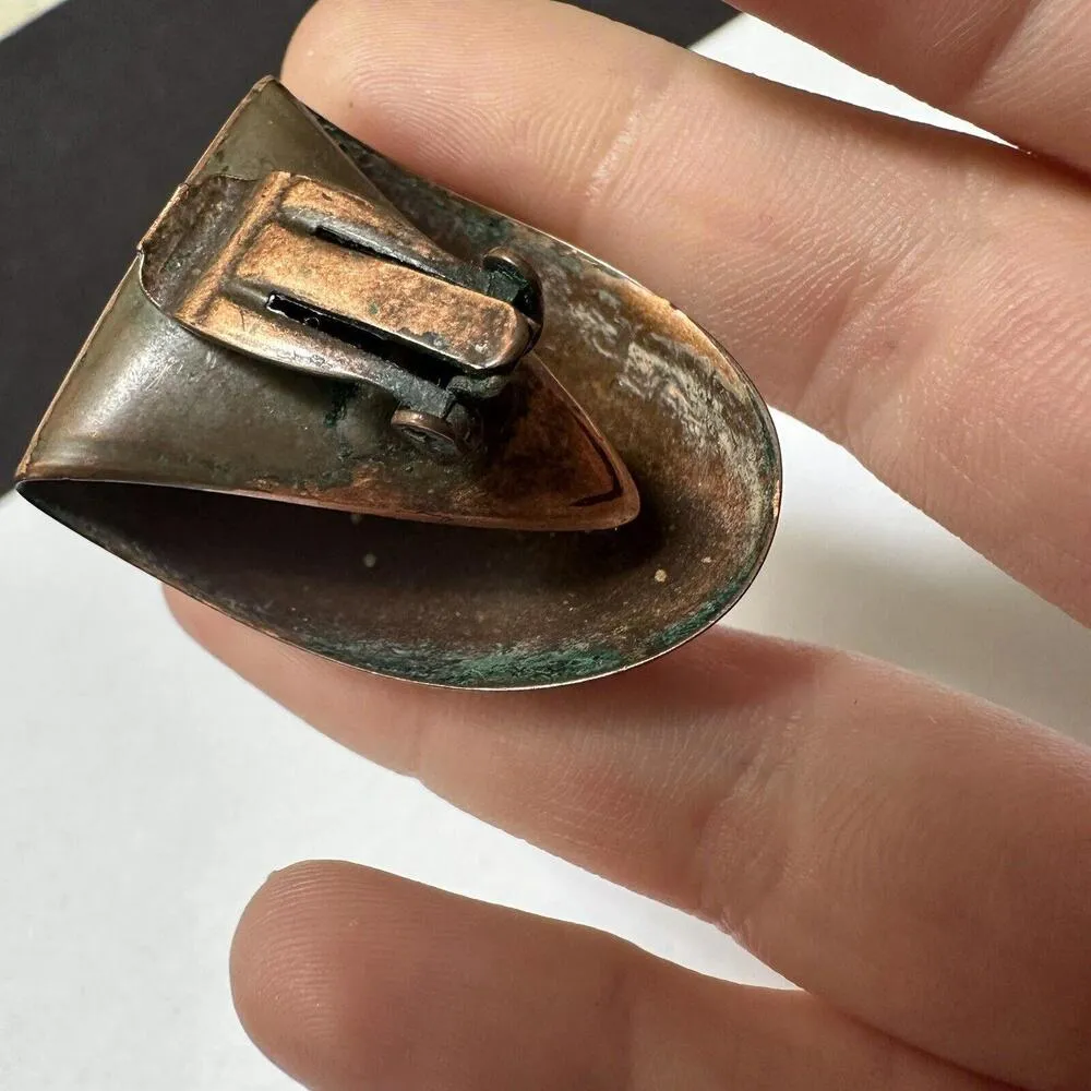 Copper Tone Brutalist Modernist Clip On Earrings - Image 9