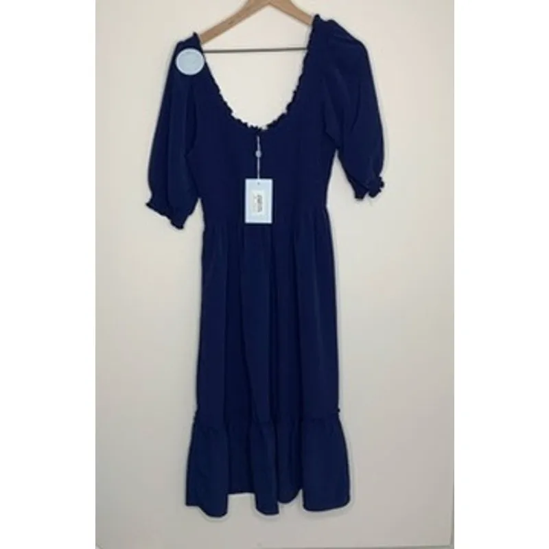 Hill House The Luisa Nap Blue Navy Crepe Dress Womens New Size XL - Image 5