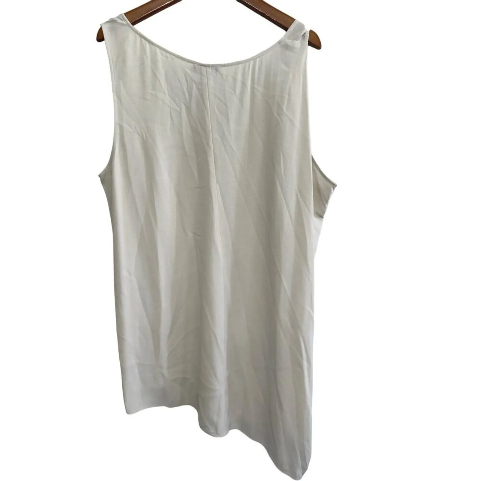 Eileen Fisher 100% Silk Blouse size L Asymmetrical Side Drape Silk Minimalist - Image 4