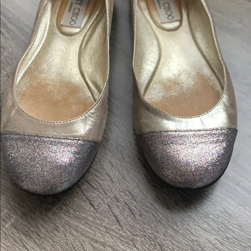 Jimmy Choo | Metallic Gold Ballet Flats Cap Toe 36 - Image 3