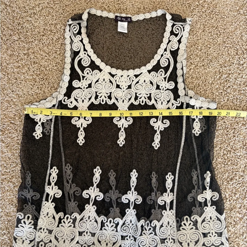 Lily by Firmiana Lace Embroidered Top Lingerie Size 2X Sheer Sexy Camisole U6 Black - Image 7