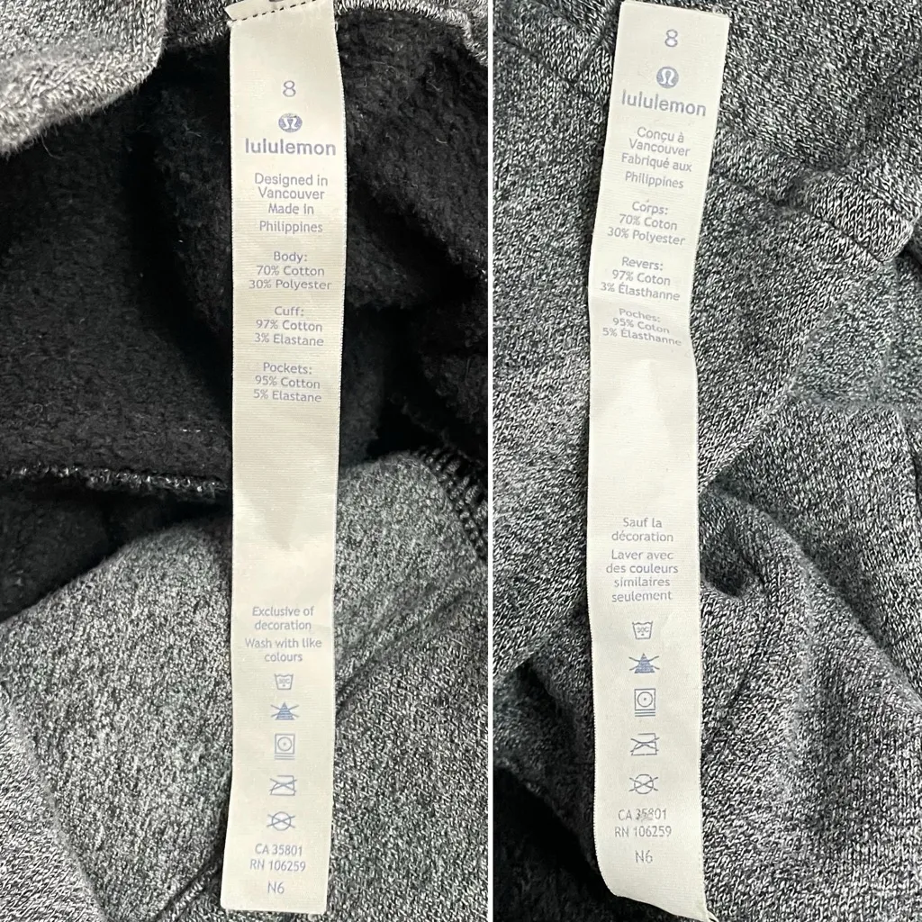 Lululemon Scuba Hoodie Light Cotton Fleece Heathered Speckled Black Gray Size 8 - Image 15