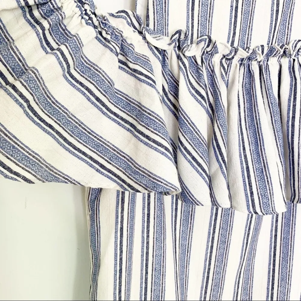 Gianni Bini Mia Striped Ruffle Off Shoulder Cotton Blend Dress Size XS NWT - Image 5