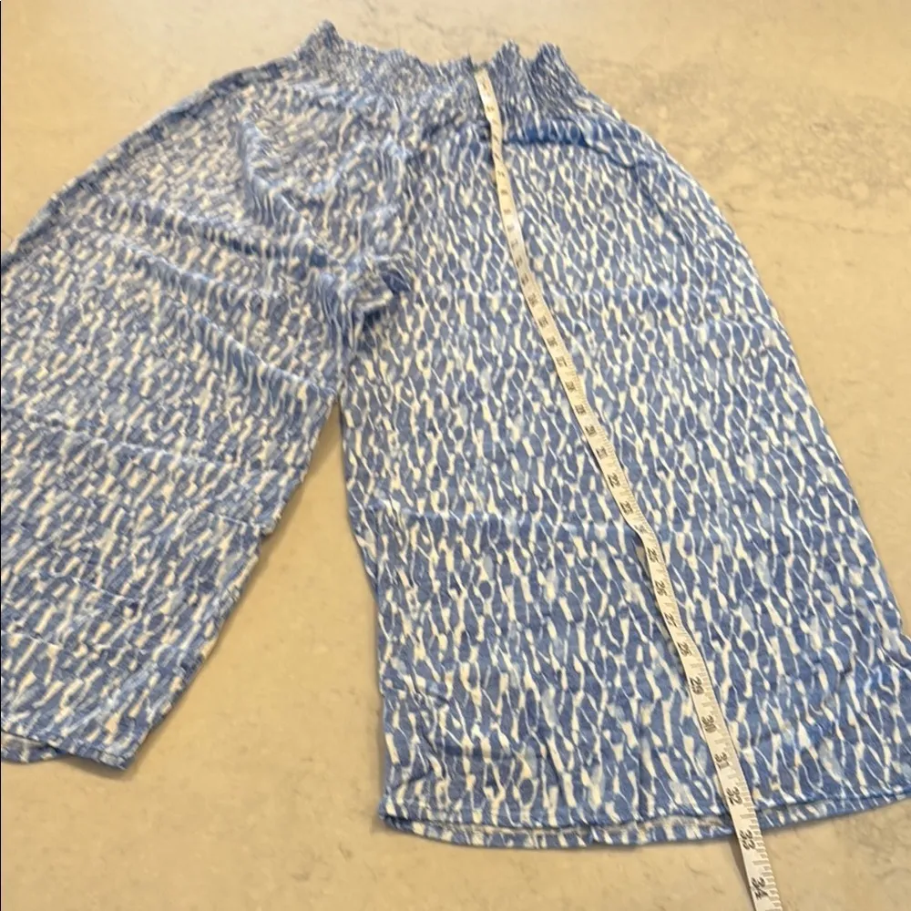 🦃 Michael Kors Blue and White Patterned Wide Leg Pants 12 - Image 6