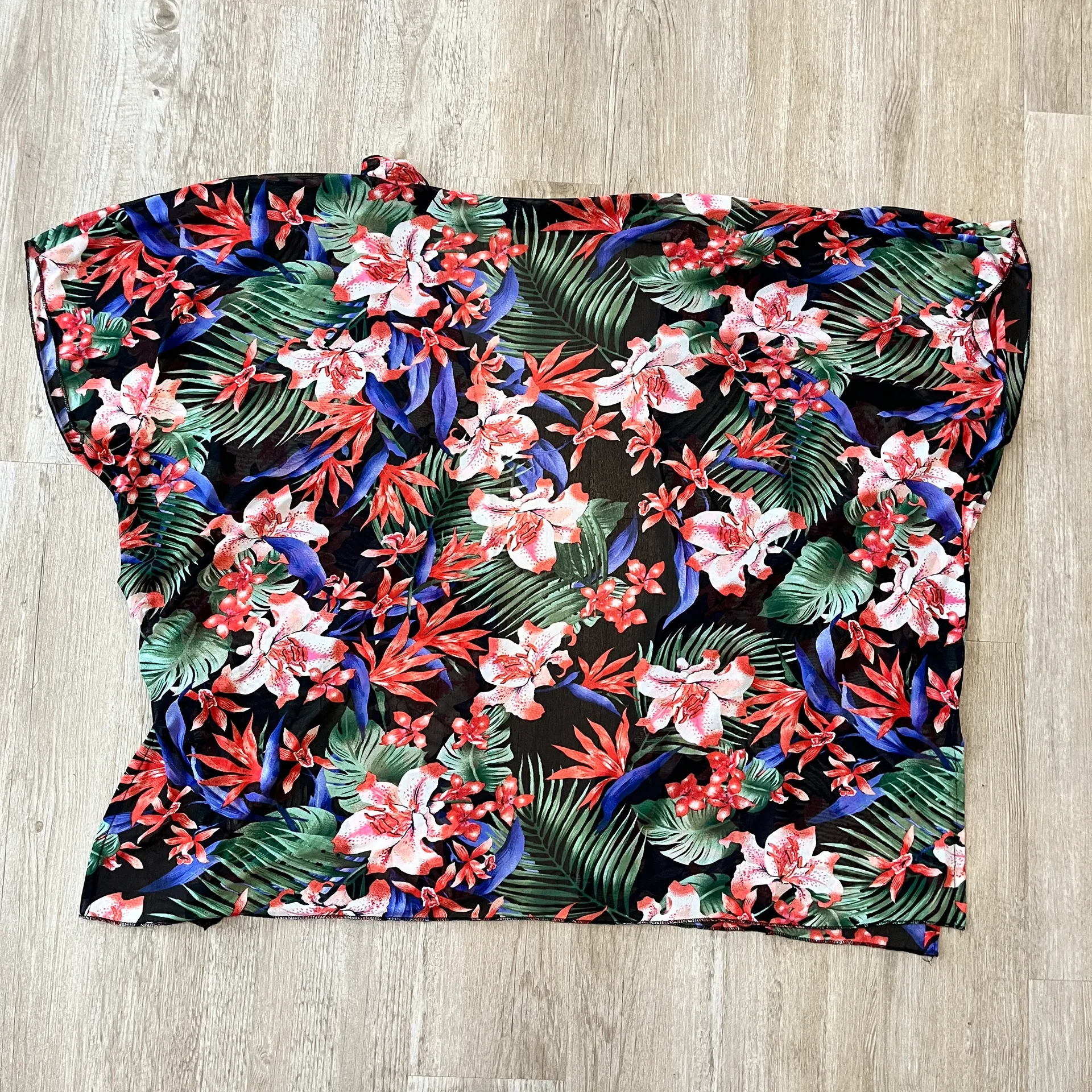 Womens Love Black Floral Kimono - Image 5