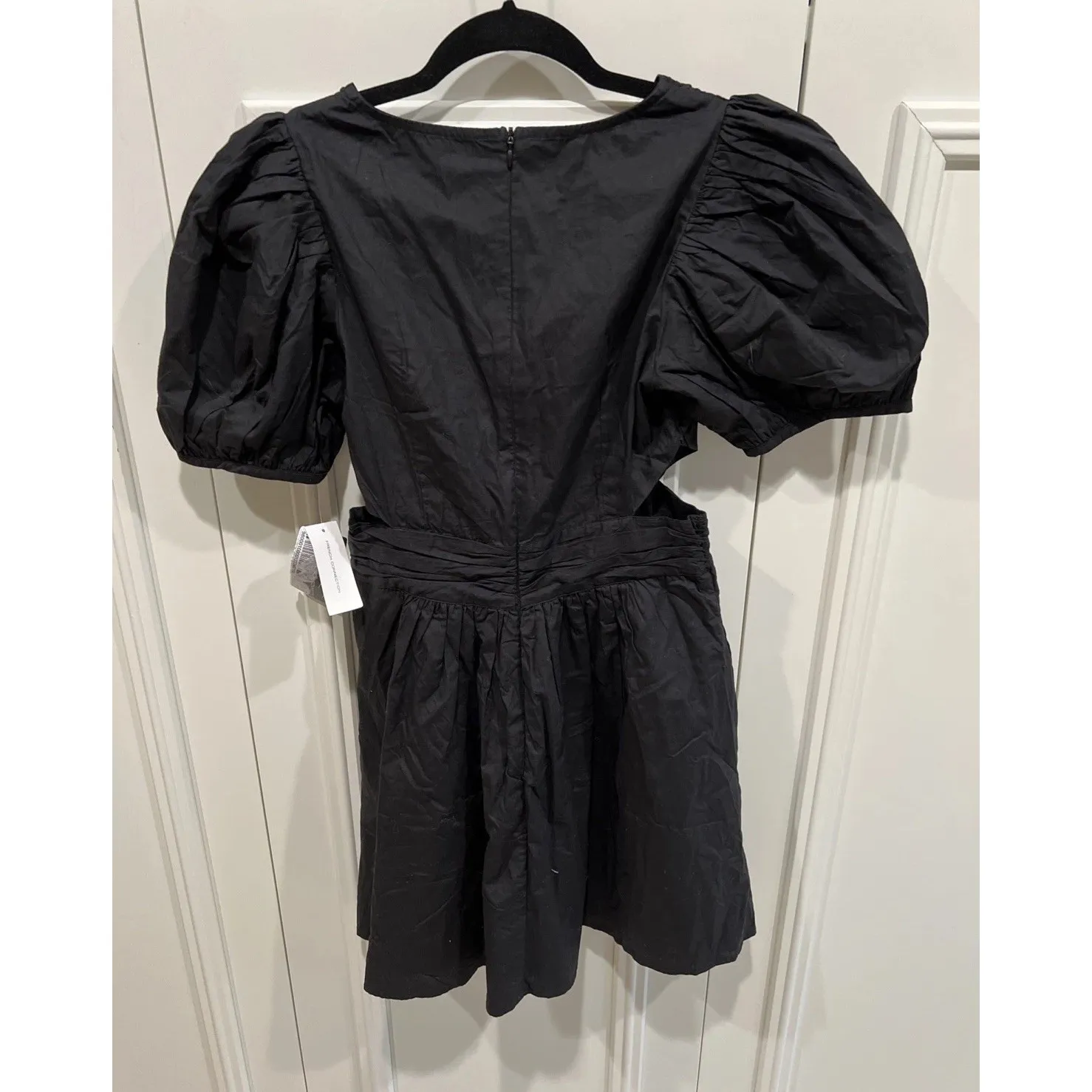 French Connection Rhodes Poplin Black Organic Cotton Mini Dress Minimalist LBD - Image 4