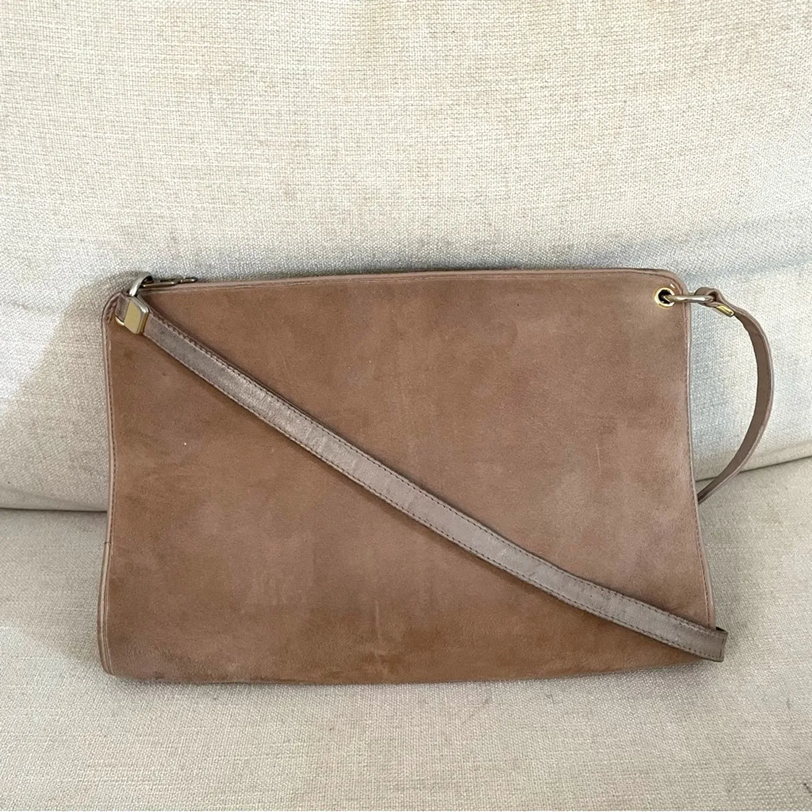 DIOR Christian Dior Taupe / Light Brown Suede Leather Shoulder Bag - Image 2