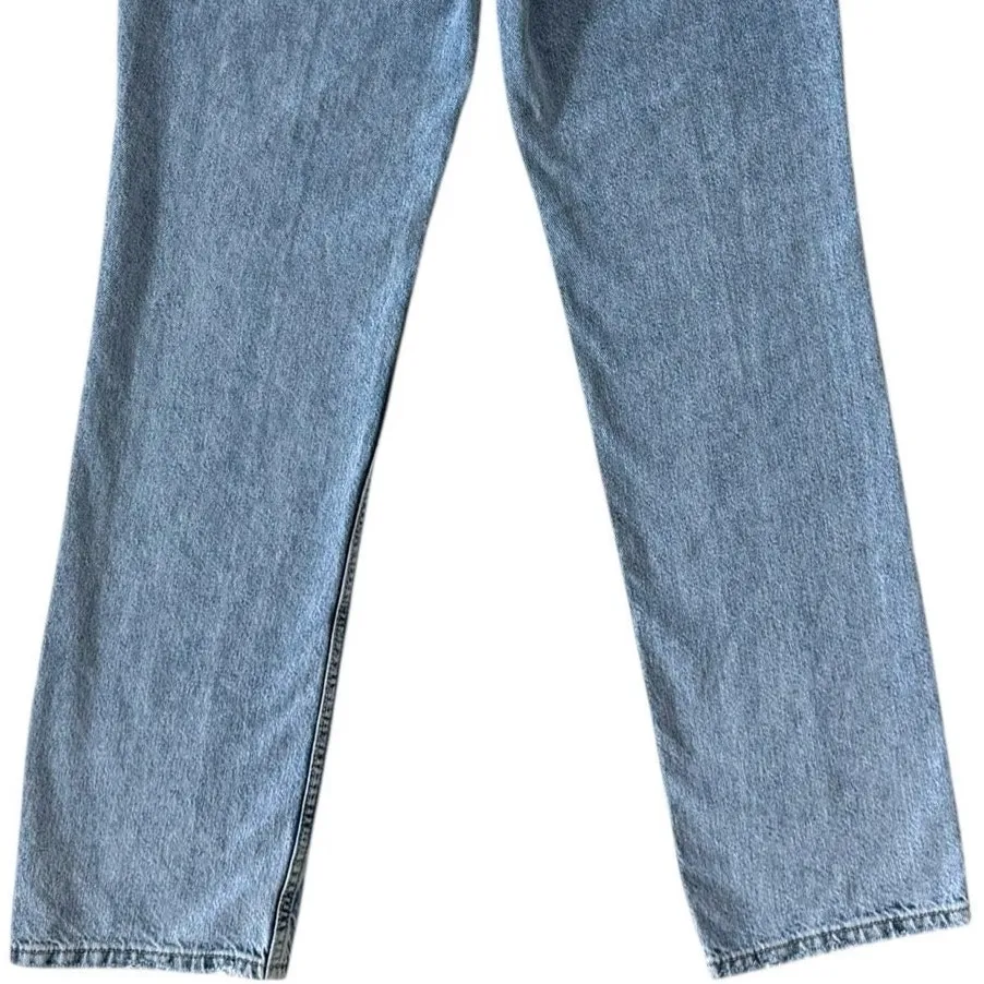 Free People We The Free Light Wash Button Fly Straight Leg Denim Jeans Size 28 - Image 6