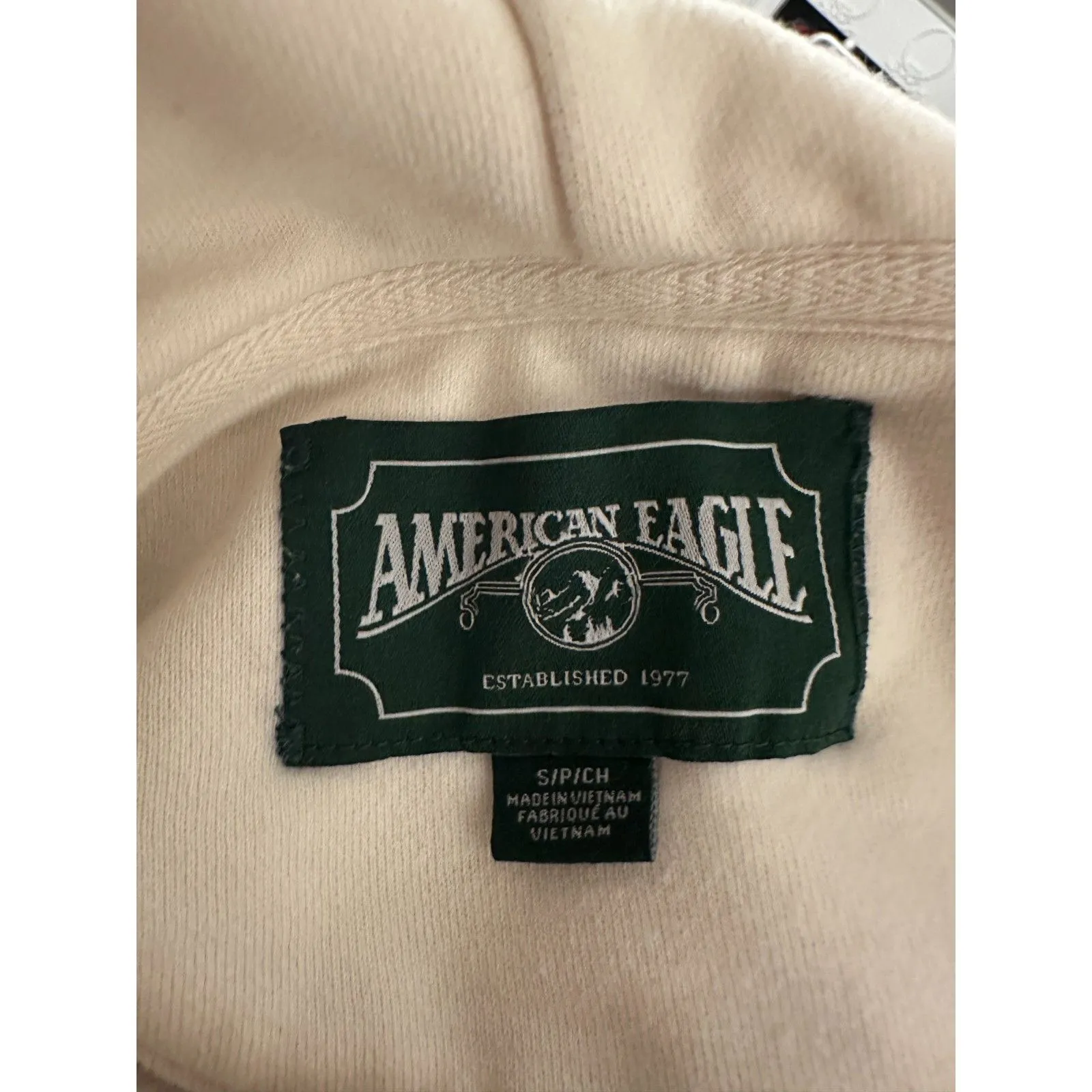 American Eagle White Hoodie Sweatshirt Size Small - Image 4