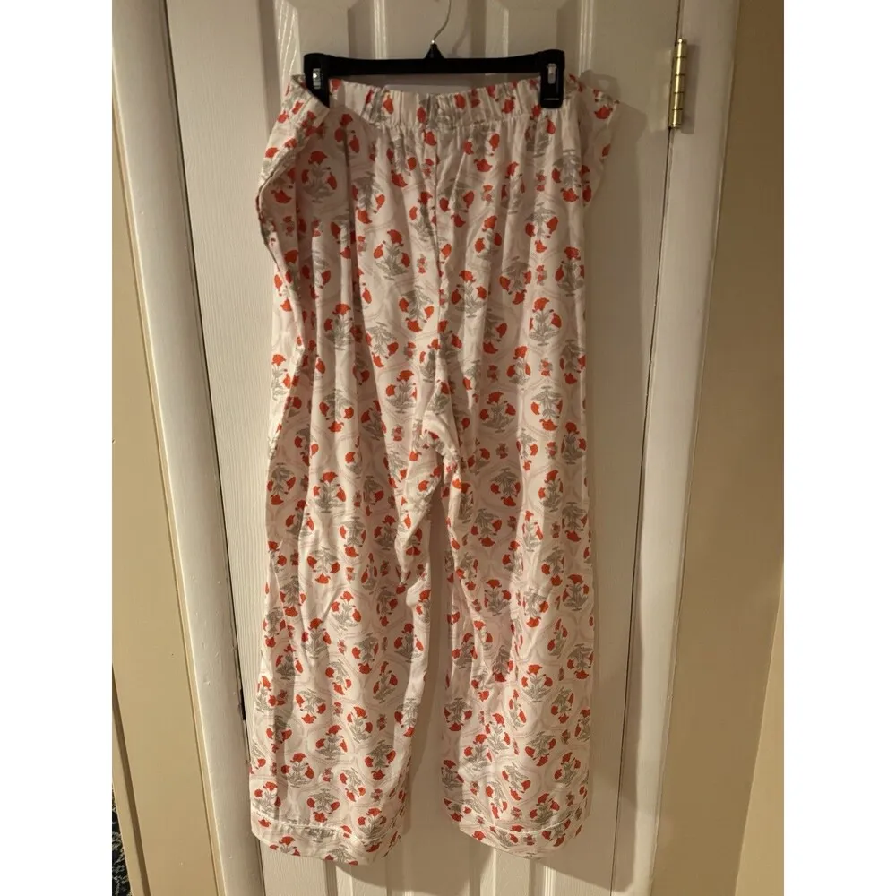 Sonoma Pajama Set Button Front Floral Orange Cream Floral Size XXL New Woven - Image 11