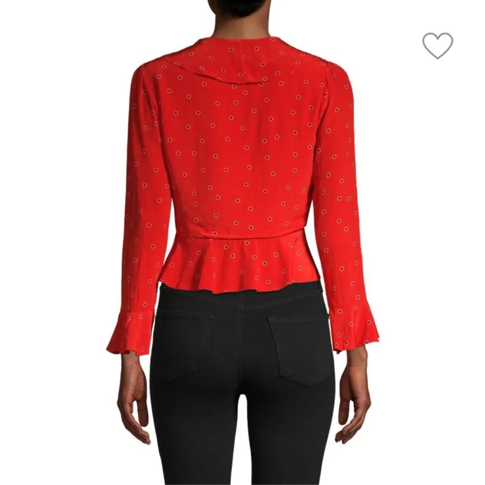 ASTR THE LABEL Red Floral Dot-Print Wrap Top - Image 3