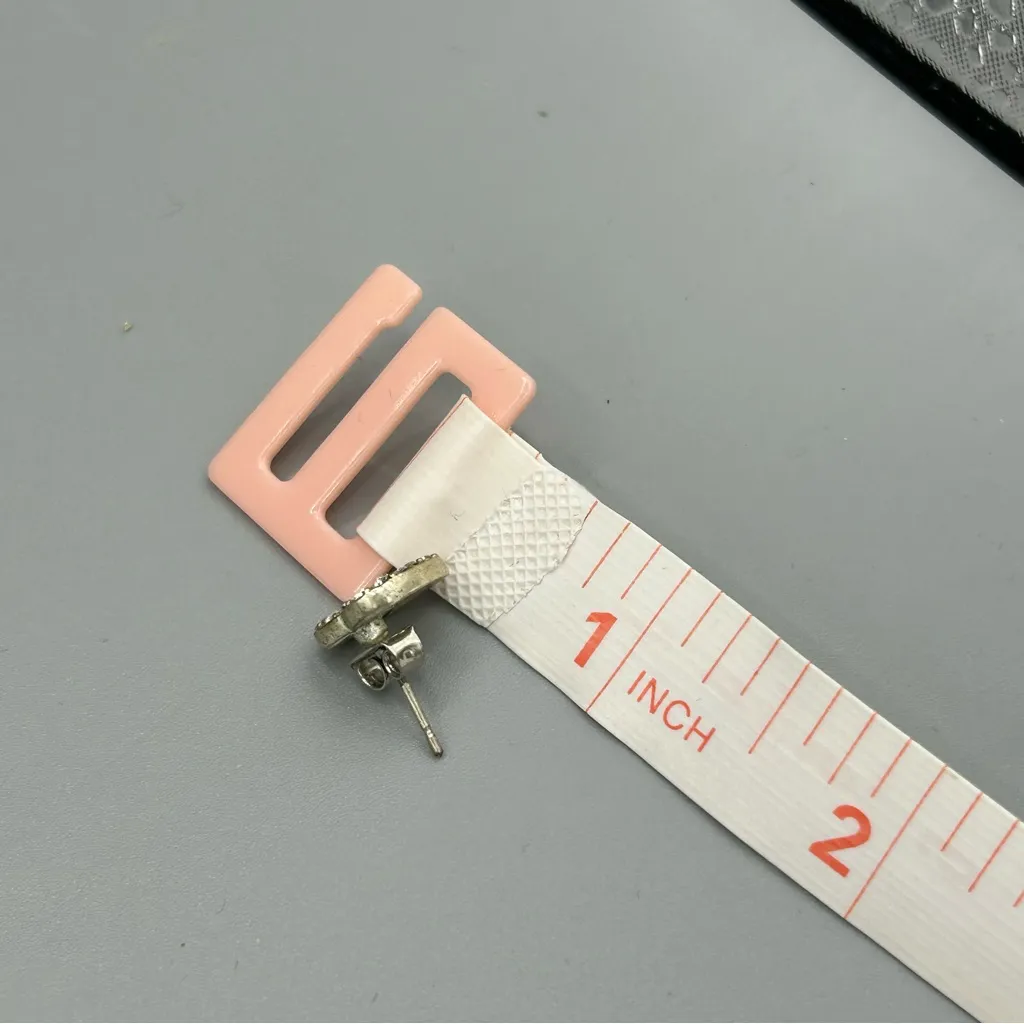 Heart Peace Sign Rhinestone Stud Earrings Silver - Image 5