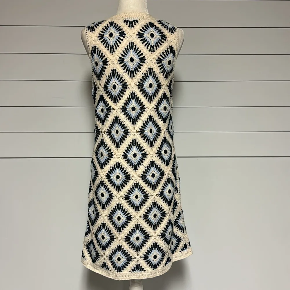 Kings Road Granny Square Crochet Sleeveless Shift Dress Blue Size undefined - Image 6