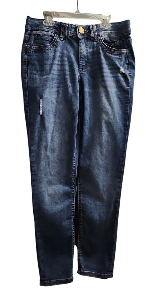 Democracy Women's Distressed Skinny Jeans Ab Technology Denim Blue Size 8 - Image 1