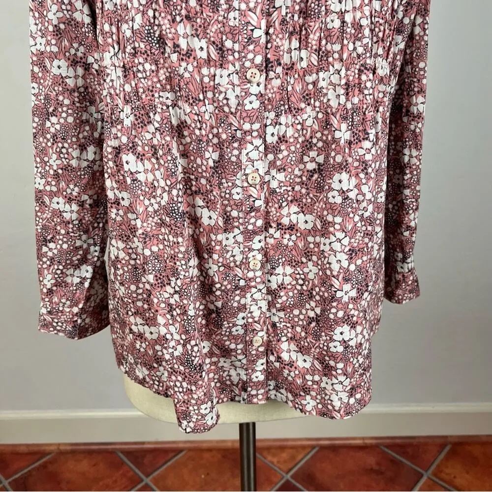 Anthropologie Pilcro The Sasha Smocked Boyfriend Buttondown Small - Image 5