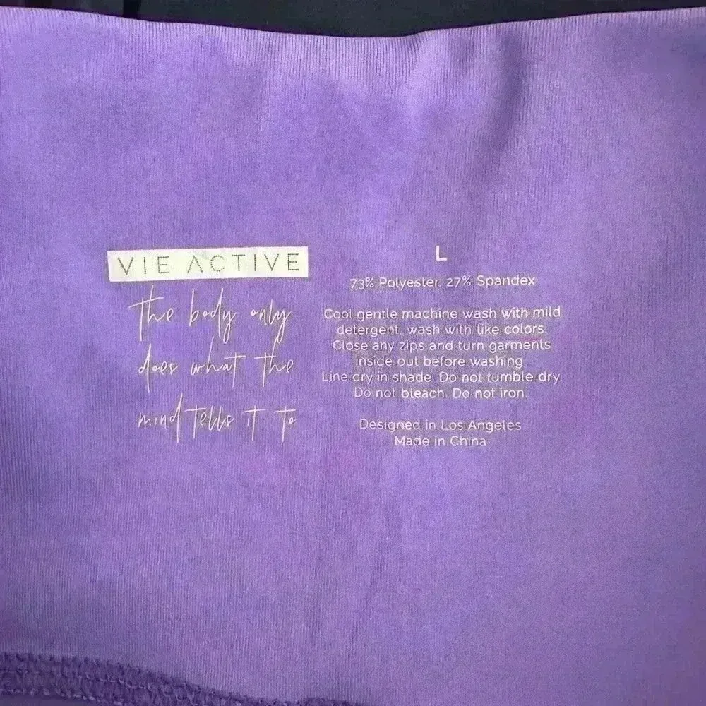 Vie Active Purple Solid Activewear Leggings sz L NWT Size L - Image 3