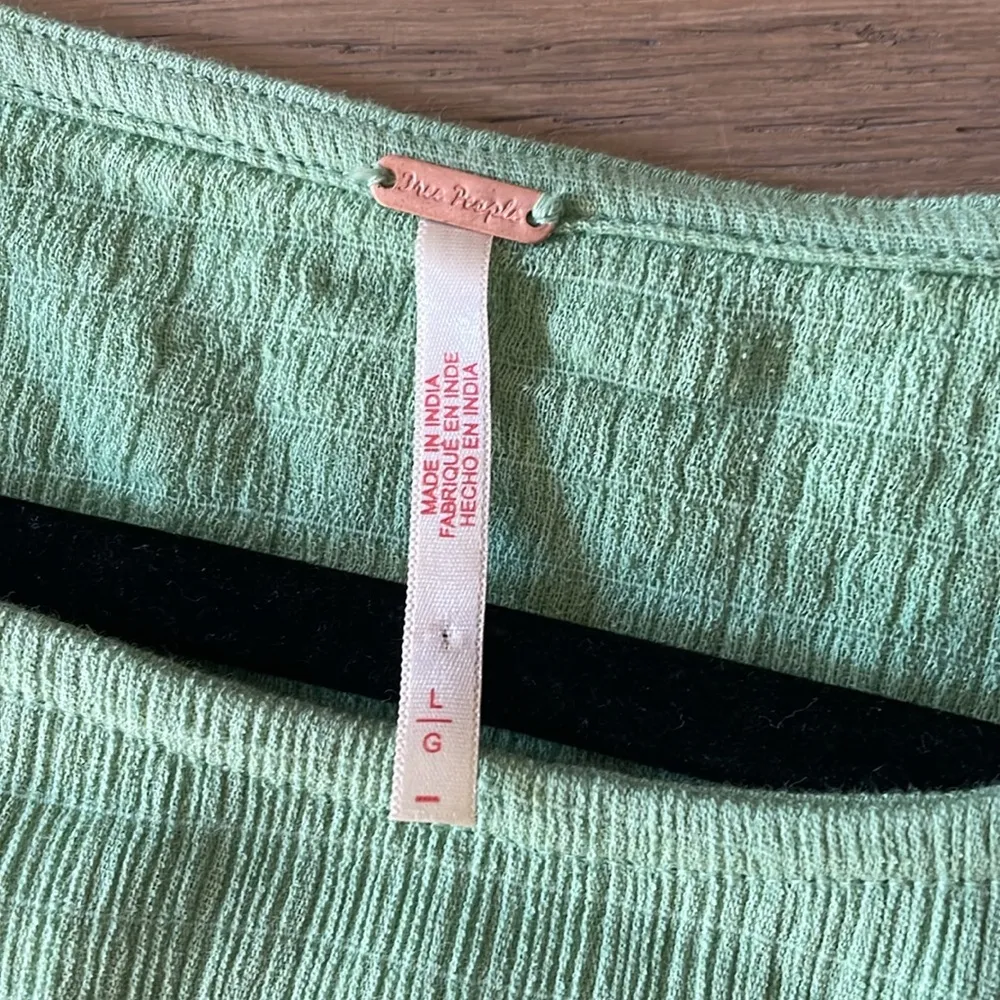 Free People Green Eliza Mini Dress Long Sleeve Size Large Stretchy - Image 4