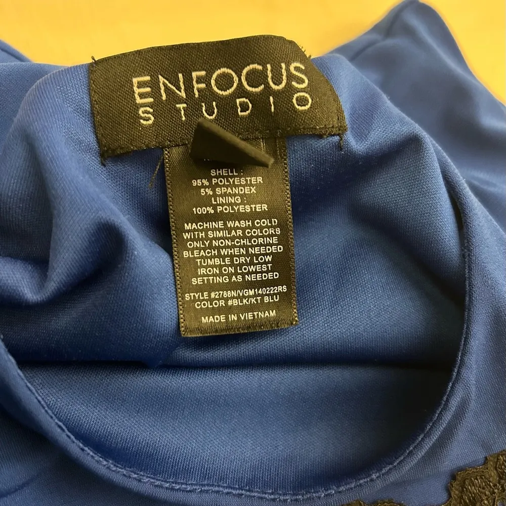 Dress Enfocus Studio Blue and Black Sheath Dress Sleeveless Crew Neck size 6 - Image 9