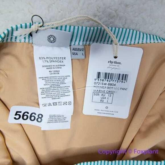 NEW Rhythm x Free People Noumea boy leg bikini‎ bottom, size L Green Size L - Image 9