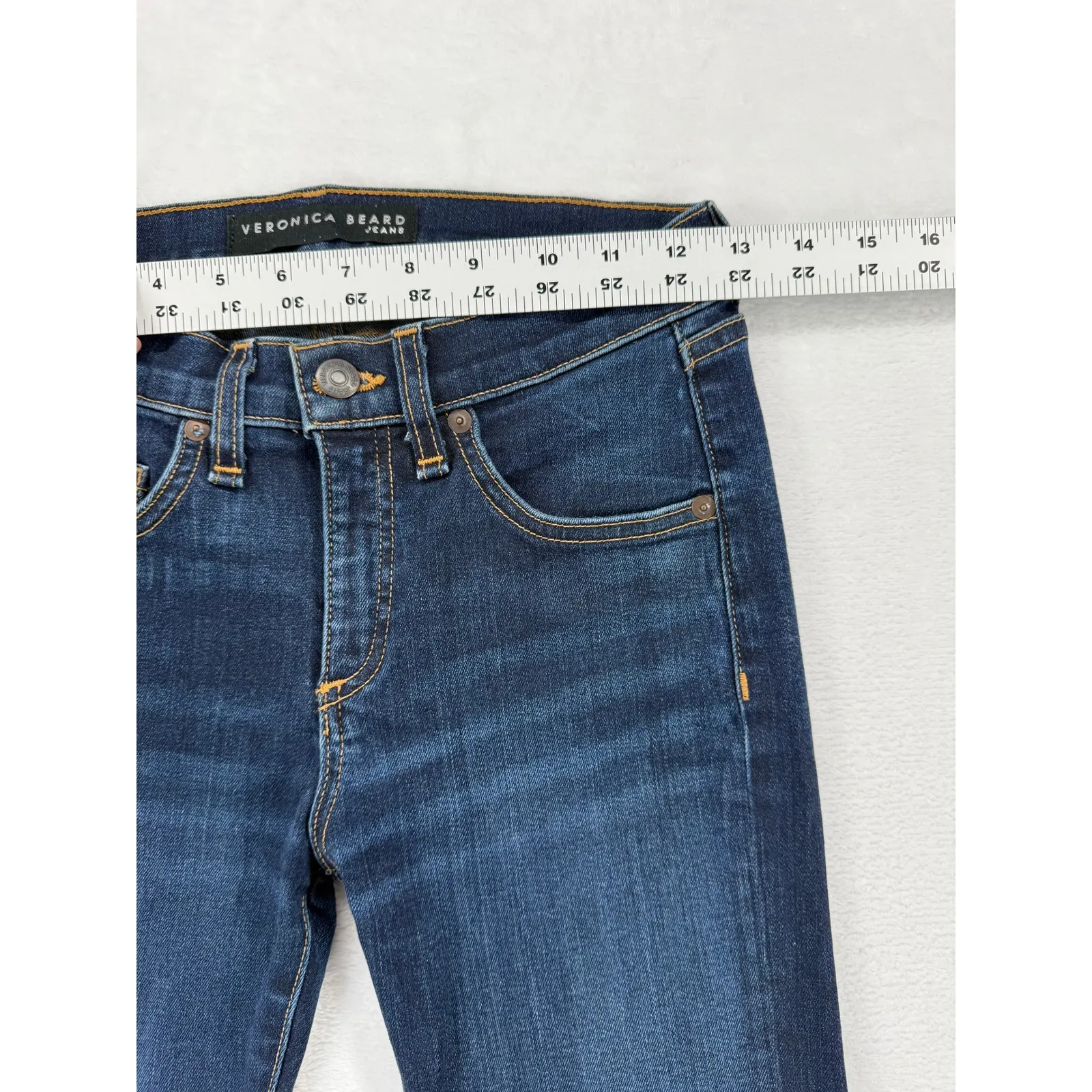 VERONICA BEARD BROOKE 85 SKINNY JEANS MIDNIGHT W FRAY SIZE 25 - Image 5