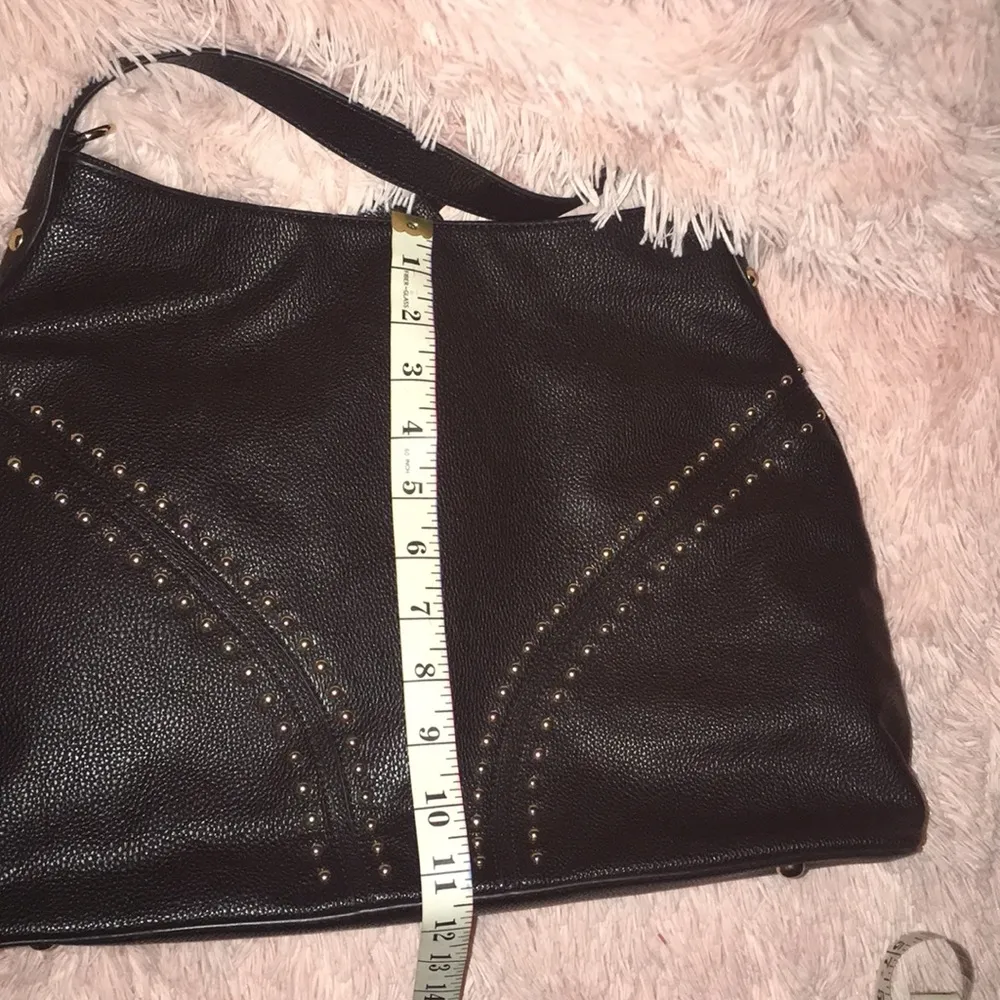 NEW Pebbled Vegan Leather Studded Hobo Western Studded Shoulder Bag Black - Image 8