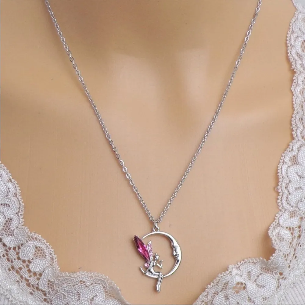 Fairy and Moon Rhinestone Necklace - Image 4