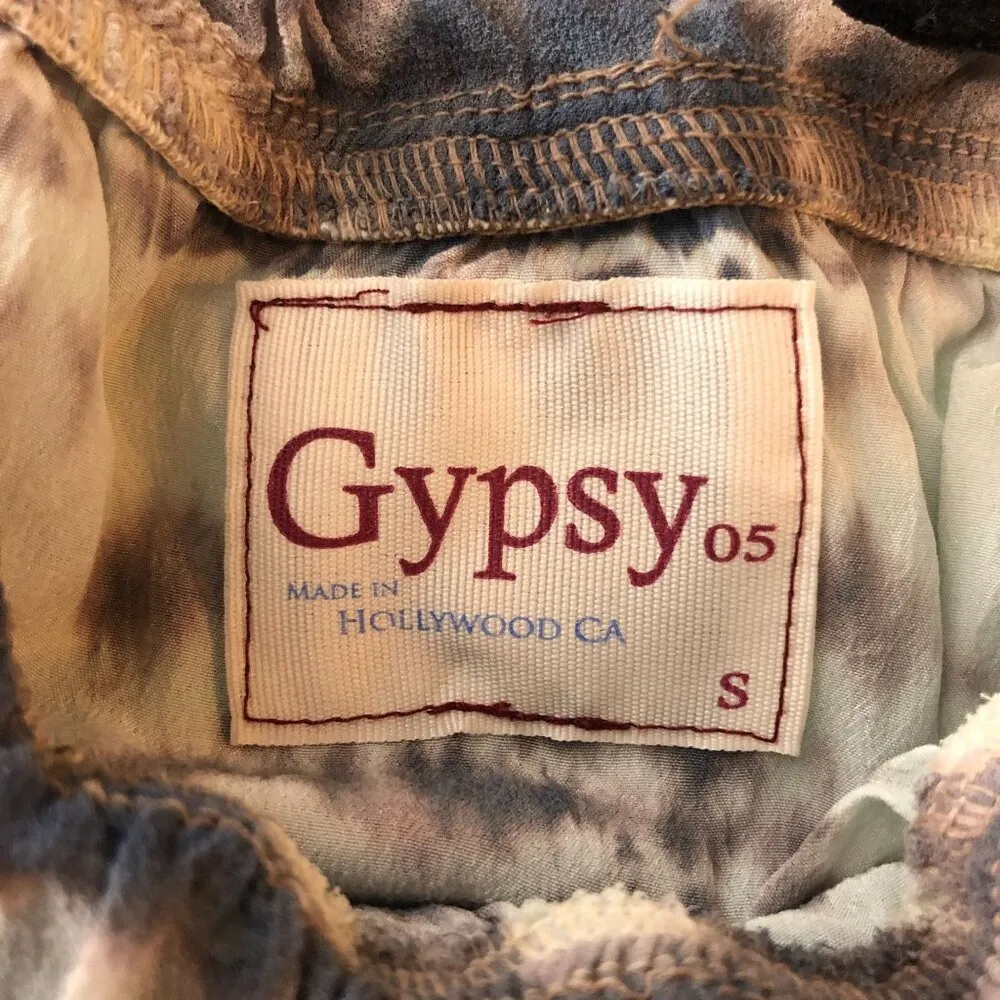 Gypsy 05 Strapless Maxi Dress Silk Ruffle Boho Python Blue Gray S - Image 3