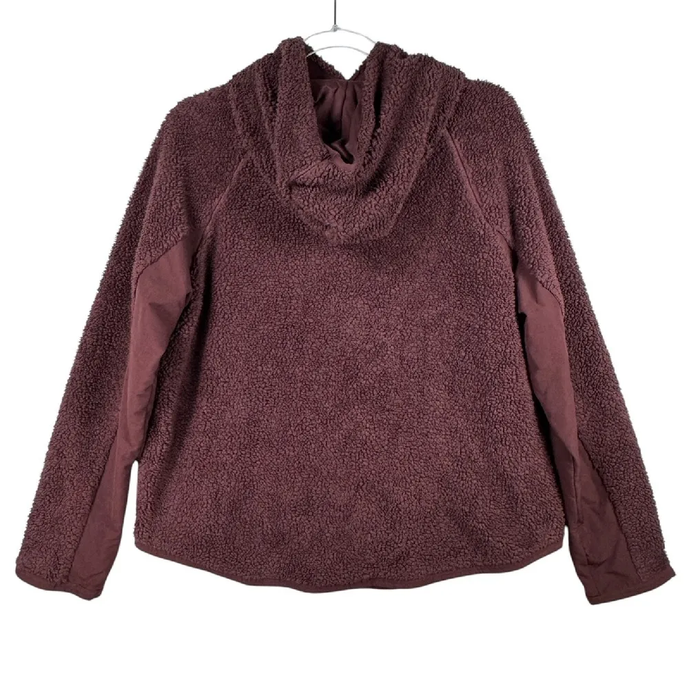 Nike Fleece Pullover Cozy Sherpa Sweatshirt Hooded Burgundy Maroon Sz M Gorpcore - Image 2