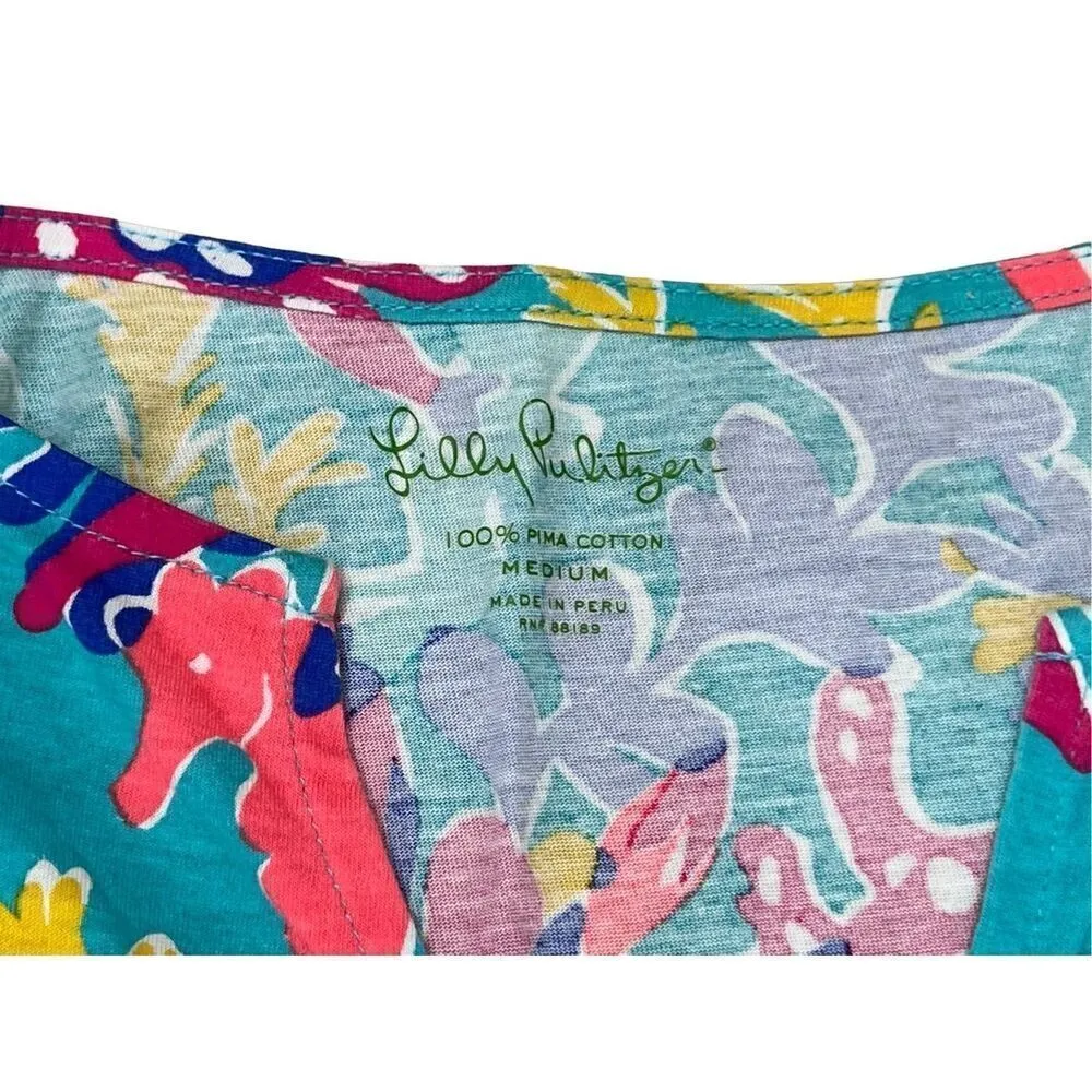 Lilly Pulitzer Stefani Dress Trippin & Sippin Beach Coverup Aqua Pink Cruisewear - Image 6