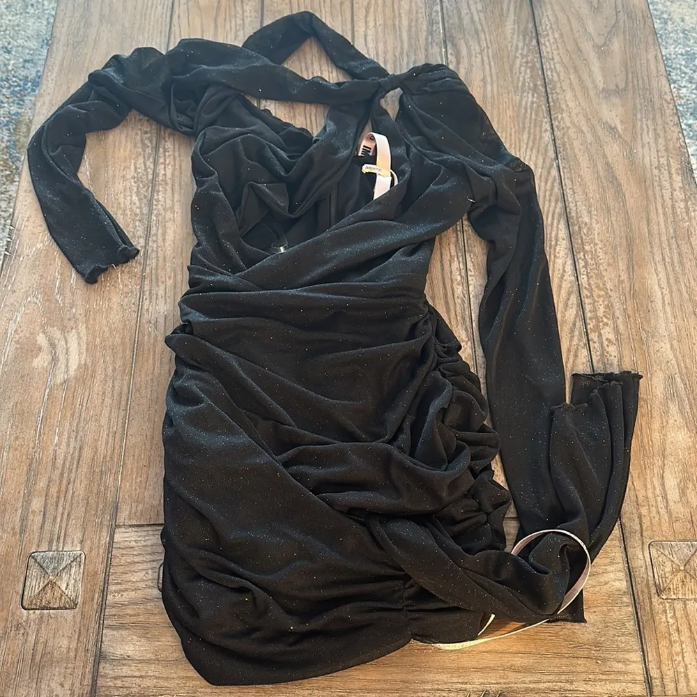 HOUSE OF CB Santa cut-out shimmery mesh mini dress - Image 4