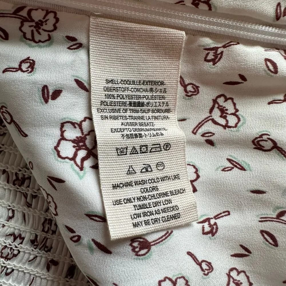 Stay with You satin white & maroon floral print cropped top size L - Image 8