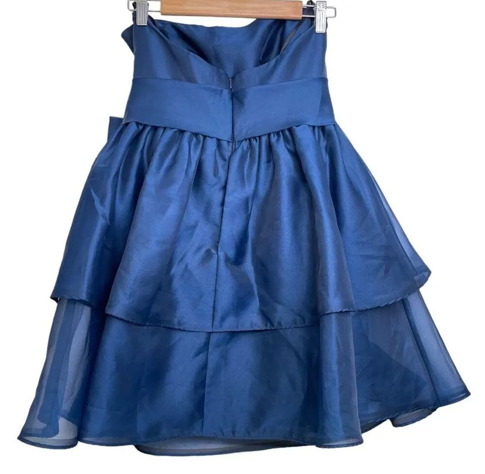 Blue Short Formal Dress Size 12 Corset Top Fit & Flair Layer Skirt Noir Lazaro - Image 5